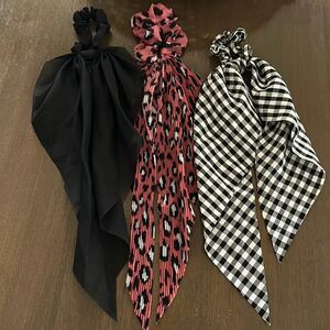 Sheer Bundle Hair Ties Ponytail Animal Print Black Hair 70’s Retro Artsy Fun